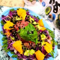 🔷韓国風びんちょう鮪　紫キャベツと🍊オレンジのサラダ仕立て🔷